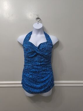 Suddenly Slim By Catalina One-Piece Swimsuit Royal Crew 2X Beach Pool Cruise